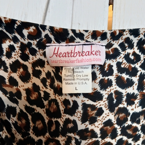 Heartbreaker Leopard Print Tie Front Knee Length Dress  - L - Picture 6 of 7
